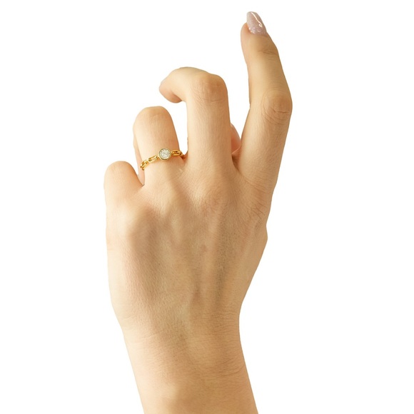 Diamond Chain Link Ring in Gold Vermeil - Picture 2 of 7